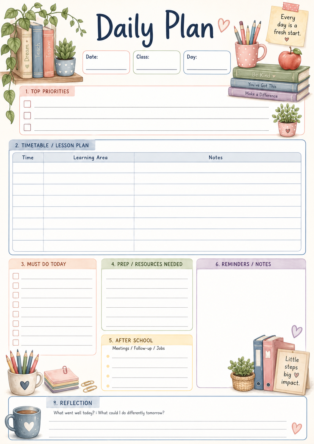 Preview of Teacher Planning, Record & Reflection Pages